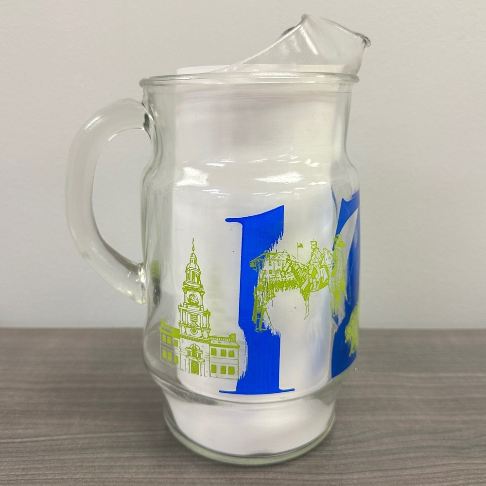 Vintage Anchor Hocking Coca-Cola Heritage 1776-1976 Bicentennial Glass Pitcher